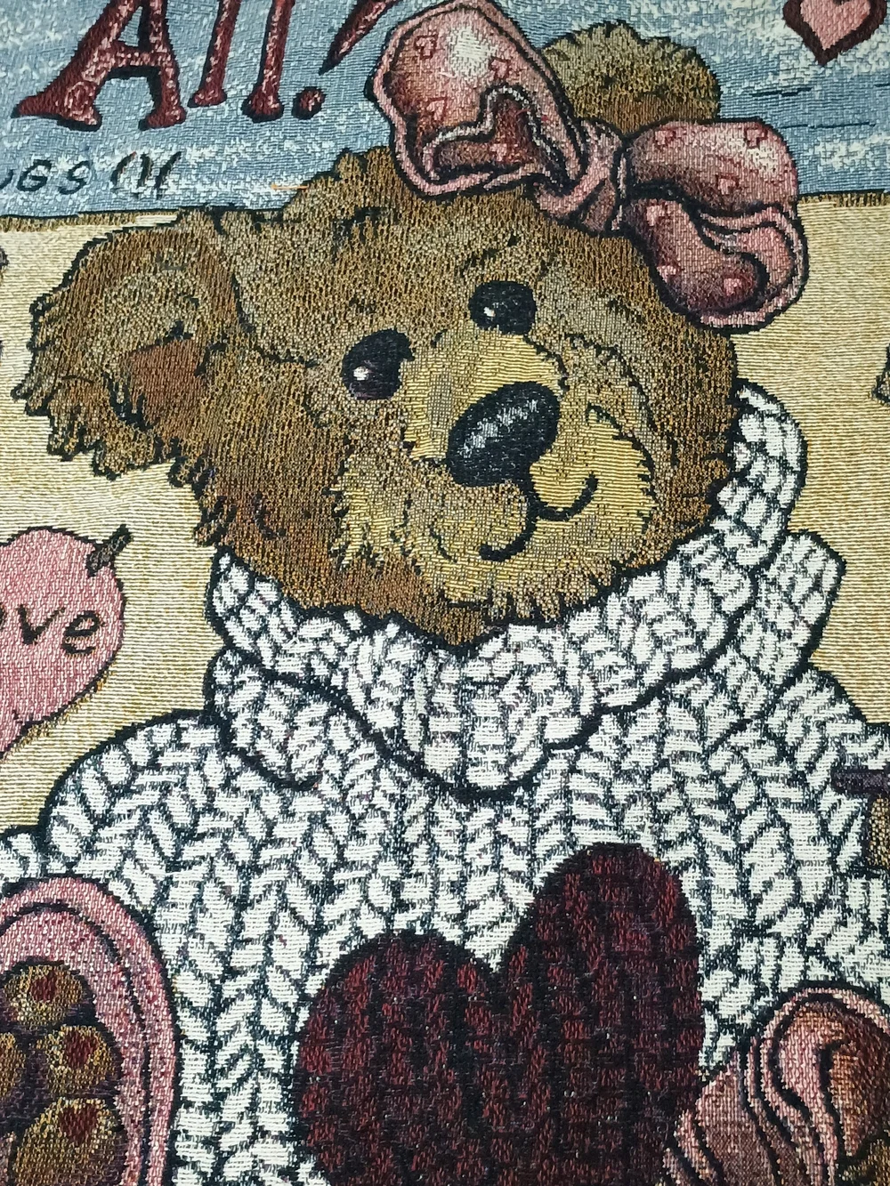 Boyds Bears Pink Blue Cream Teddy Bear Love Throw Blanket